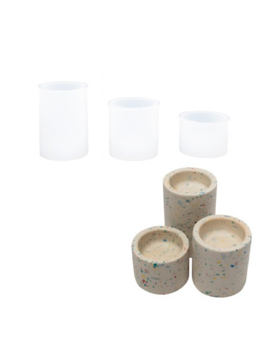 Silikone Cylinderstager (3 stk) formsæt H 40mm - 58mm - 78mm - 0114