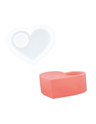 Silikoneform  - Lysestage hjerte 10,8 cm x 12,8 cm x 4,7 cm 0107