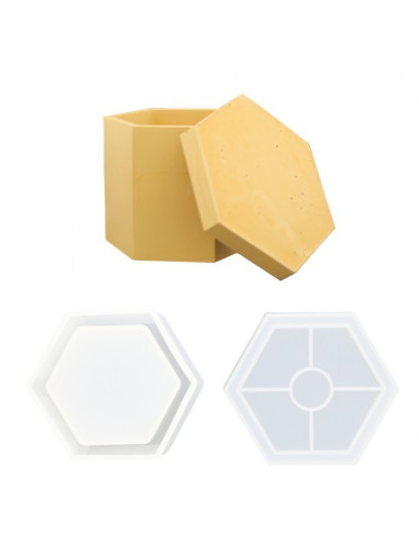 Silikone krukke med låg - Hexagon 10,4cm x 8,6cm x 9cm 0064