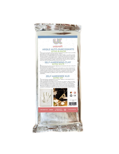 Unicraft selvhærdende ler ekstra hvid 500 g