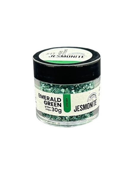 Jesmonite Glitterchips 30g - Emerald grøn 0029