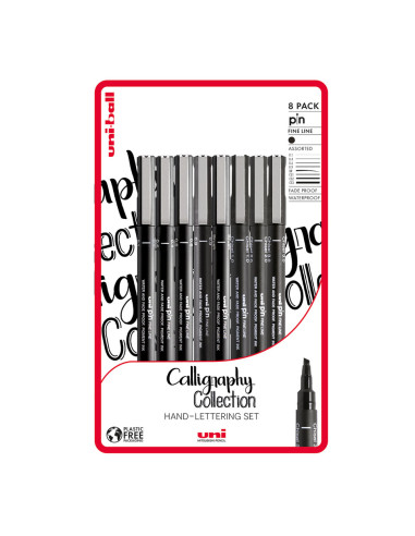 UNI Fineliner calligraphy sæt 8 dele