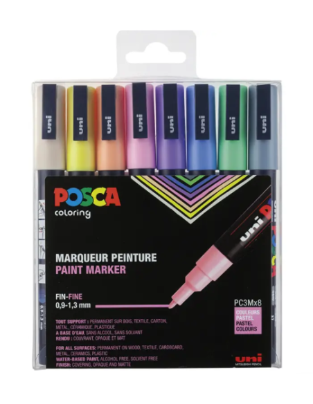 Posca Marker sæt pastelfarver 3M 8 dele