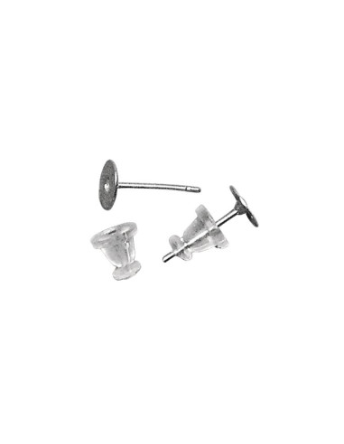 Øreringe med plade + clutch, 6mm 4 stk 22280