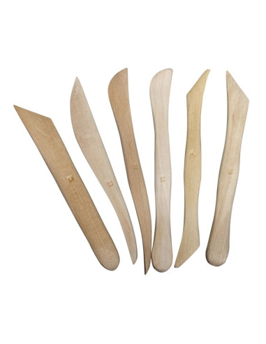 Træ modelleringsværktøj 12 forskellige 6 stk, natur 34455