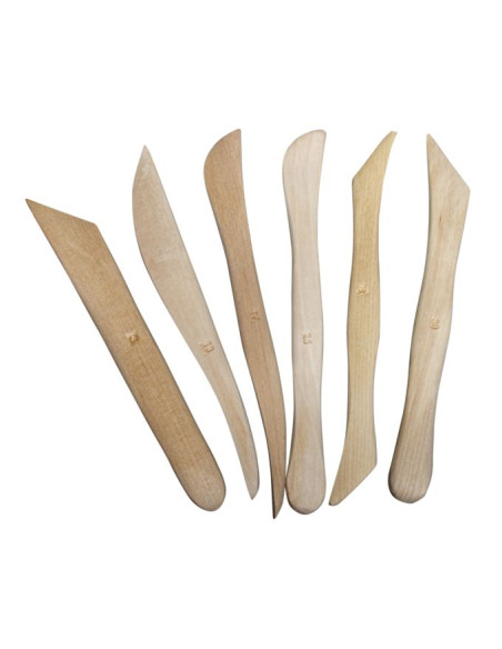 Træ modelleringsværktøj 12 forskellige 6 stk, natur 34455