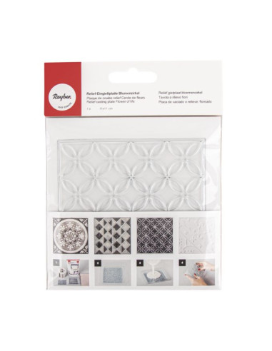 Relief plade blomstercirkel 11x11 cm 36093